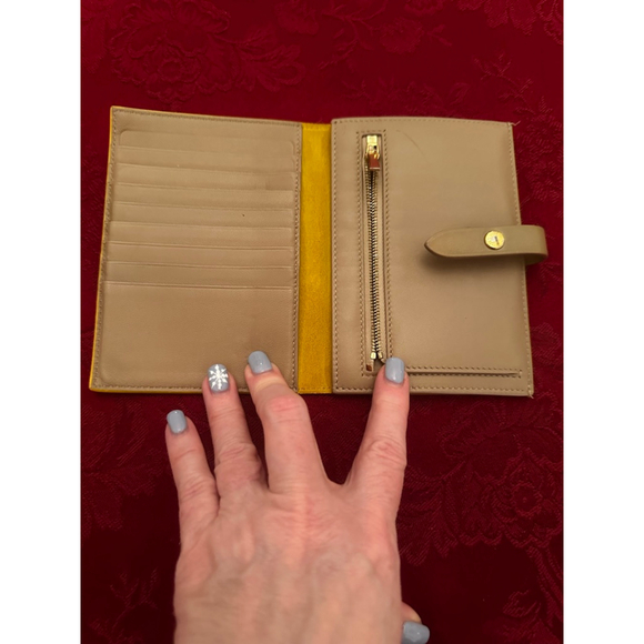 Celine Yellow & Brown Leather & Suede Compact Wallet - Picture 4 of 12